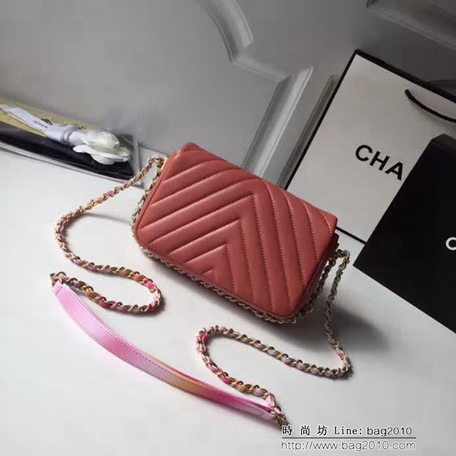 香奈兒CHANEL 18春夏系列新款 鏈條mini cf 塗鴉彩色皮質鏈條包 DSC1006